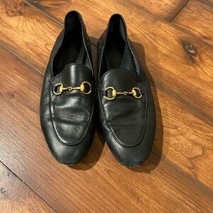 Gucci Horsebit Brixton Loafers Collapsable Heel Black Leather Size 38